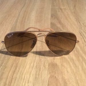 Ray-Ban Polarized Rose Gold Large Unisex Aviators